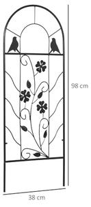 2 db rácsos virág állvány futónövényeknek, fém fekete 38 x 98 cm