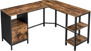 Sarok íróasztal / számítógépasztal tároló rendszerrel - Vasagle Loft - 150 x 137 cm