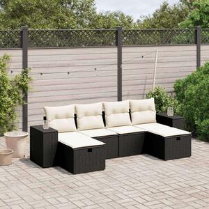 Polyrattan Kerti Ülőgarnitúra - 6 részes - Fekete