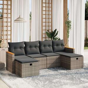 Polyrattan Kerti Ülőgarnitúra - 6 részes - Szürke