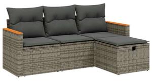 VidaXL Polyrattan Kerti Ülőgarnitúra - 4 részes - Szürke