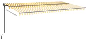 VidaXL sárga és fehér kézzel kihúzható LED-es napellenző 6x3 m