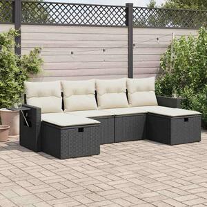 VidaXL Polyrattan Kerti Ülőgarnitúra - 6 részes - Fekete