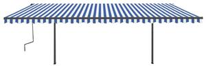 VidaXL kék és fehér automata napellenző póznákkal 6 x 3 m