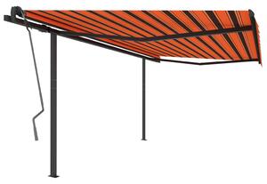 VidaXL narancssárga-barna automata napellenző póznákkal 4 x 3 m