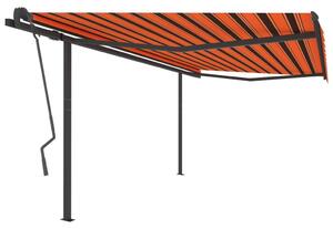 VidaXL narancs és barna kézzel kihúzható napellenző póznákkal 4x3,5 m