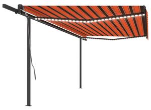 VidaXL narancssárga-barna szélérzékelős és LED-es napellenző 5 x 3 m