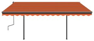 VidaXL narancs és barna kézzel kihúzható napellenző póznákkal 4 x 3 m