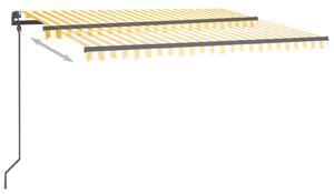 VidaXL sárga és fehér kézzel kihúzható LED-es napellenző 4 x 3 m