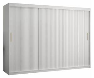Gardróbszekrény Anulio II, Közepes sűrűségű farostlemez, Laminált forgácslap, 200x250x62cm, Fehér