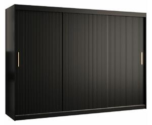 Gardróbszekrény Anulio II, Közepes sűrűségű farostlemez, Laminált forgácslap, 200x250x62cm, Fekete