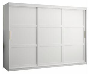 Gardróbszekrény Ferfere 102, Közepes sűrűségű farostlemez, Laminált forgácslap, 200x250x62cm, Fehér