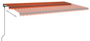 VidaXL narancs és barna kézzel kihúzható napellenző póznákkal 6 x 3 m