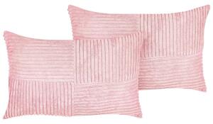 Rózsaszín kordbársony díszpárna kétdarabos szettben 47 x 27 cm MILLET