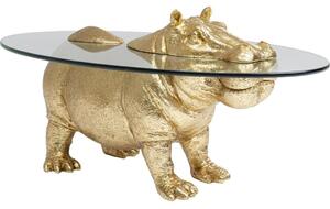 Kare Design Hippo Dohányzóasztal Arany Üveglappal