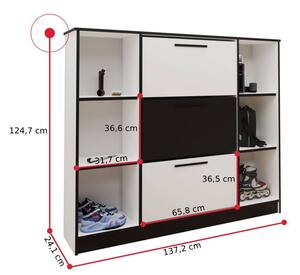 SILONA 2 cipőtartó szekrény, 137,2x124,7x24,1, fehér/fekete