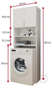 VEXI fürdőszoba szekrény mosógéphez, 64x183, fehér