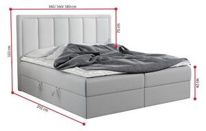 FRANIA kárpitozott boxspring ágy, 160x200, fehér öko-bőr