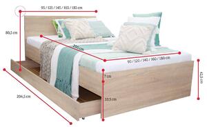 DAVINA ágy + ágyrács, 160x200, sonoma tölgy