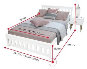 IGNAS ágy + ágyrács, 160x200, fehér