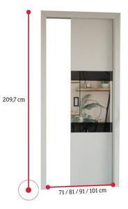 LUMBA tolóajtó 70 + ajtókeret, 70x209,7, grafit/fekete üveg