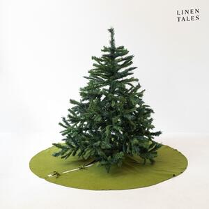 Zöld kerek szőnyeg karácsonyfa alá ø 125 cm - Linen Tales