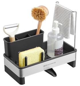 SINK mosogató rendszerező csepegtetővel, ezüst/fekete SongmicsHome