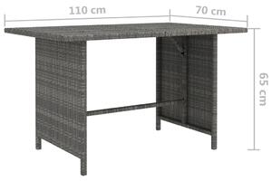 VidaXL szürke polyrattan kerti étkezőasztal 110 x 70 x 65 cm