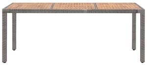 VidaXL szürke polyrattan és tömör akácfa kerti asztal 190 x 90 x 75 cm