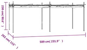 VidaXL antracitszürke pergola behúzható tetővel 589 x 292 x 230 cm