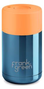 Frank Green CERAMIC CUP Blue-neon orange hőtartó kávés utazó pohár nyomógombos kupakkal