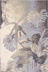 Szürke-krémszínű gyapjú szőnyeg 133x180 cm Plants – Agnella