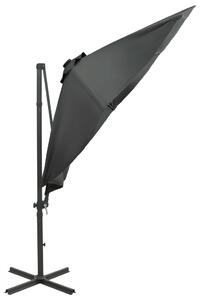 VidaXL antracitszürke konzolos napernyő rúddal és LED-fényekkel 300 cm