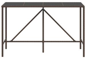 VidaXL barna polyrattan üveglapos bárasztal 180 x 70 x 110 cm