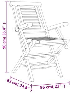 VidaXL 4 db tömör tíkfa összecsukható kerti szék 56 x 63 x 90 cm