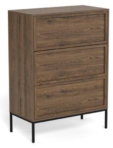 Komód Norsica 1049, Közepes sűrűségű farostlemez, Laminált forgácslap, 110x80x40cm, Sötét tölgy, Fekete