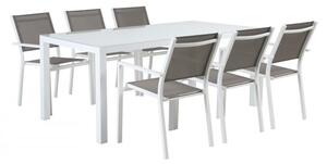 Asztal szett 7db-os aluminium üveg 180x90x75