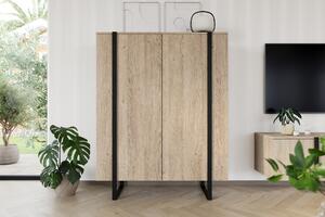 Verica magas komód 120 cm kétszárnyú - biszkvit tölgy / fekete lábak