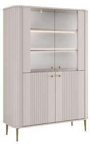 Vesper négyajtós vitrines szekrény 103 cm - kasmír / arany lábak