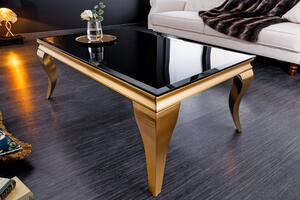 MODERN BAROCK dohányzóasztal 100cm, edzett opálüveg, fekete arany