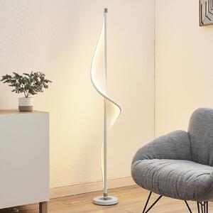 Lucande LED állólámpa Edano, 154 cm, fehér, textil, fényerőszabályzóval,, dimmelhető, Fehér / opál, Nappali / Étkező, Textil / szövet / selyem, Modern
