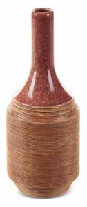 Elda kerámia váza Piros/világosbarna 12x12x29 cm