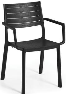 KETER METALINE műanyag kerti szék, sötétszürke (KERTI SZÉK)