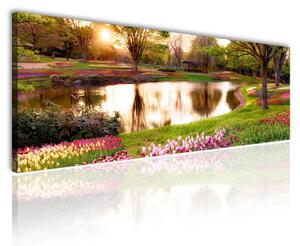 120x50cm - Tavaszi kert virágok vászonkép