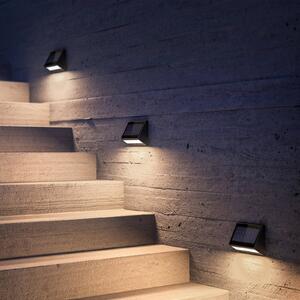 KLEWE LED-napelemes fali világítás ECOSTEP, antracit, 17 cm, IP65, Fekete, Alumínium, Modern