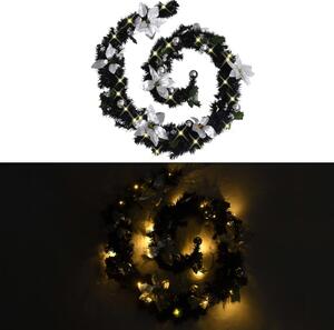 VidaXL fekete PVC karácsonyi füzér LED-ekkel 2,7 m