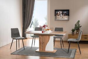 SPARK bővíthető étkezőasztal, 120-160x76x80, világos beton/fehér