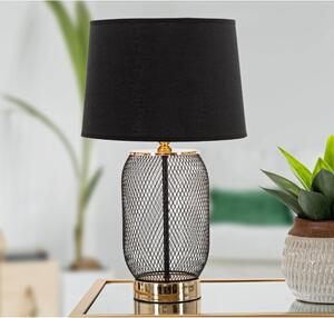 Fekete-aranyszínű asztali lámpa textil búrával (magasság 47 cm) Chaine – Mauro Ferretti