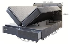 MARINOS Boxspring kárpitozott ágy, 180x200, Soft 11