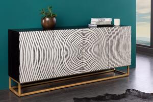 Tálalószekrény ZEN CIRCLE 180cm 3D mangófa ​​fekete fehér